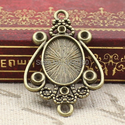 Bezels Set Pendant - 50 sztuk/partia Stopu Brązu Tone Cameo/Szkło/Rama